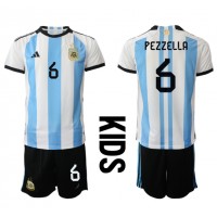 Otroški Nogometni dresi Argentina German Pezzella #6 Domači SP 2022 Kratek Rokav (+ Kratke hlače)